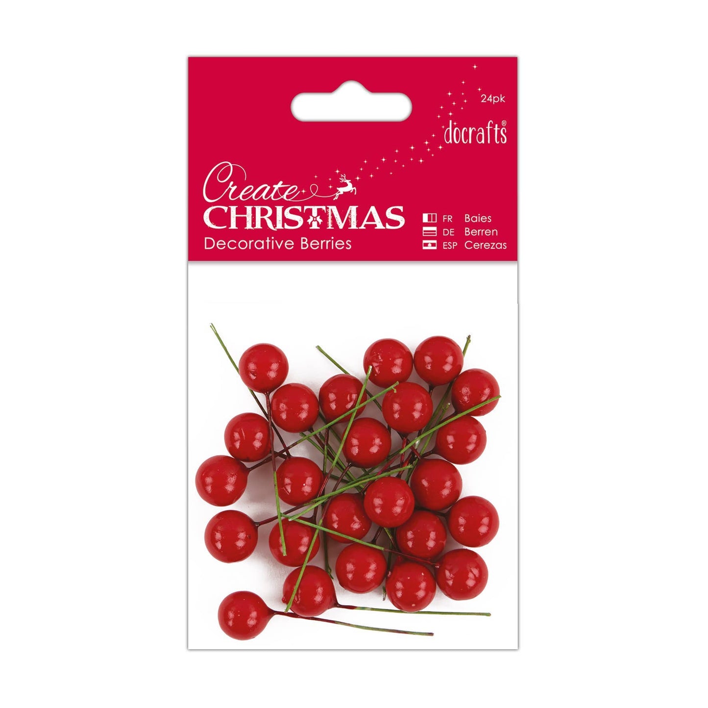 Create Christmas Decorative Berries 24 Pack, Red